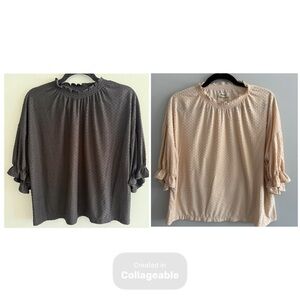 Madewell Blouse Polka Dot Textured Cream and Black